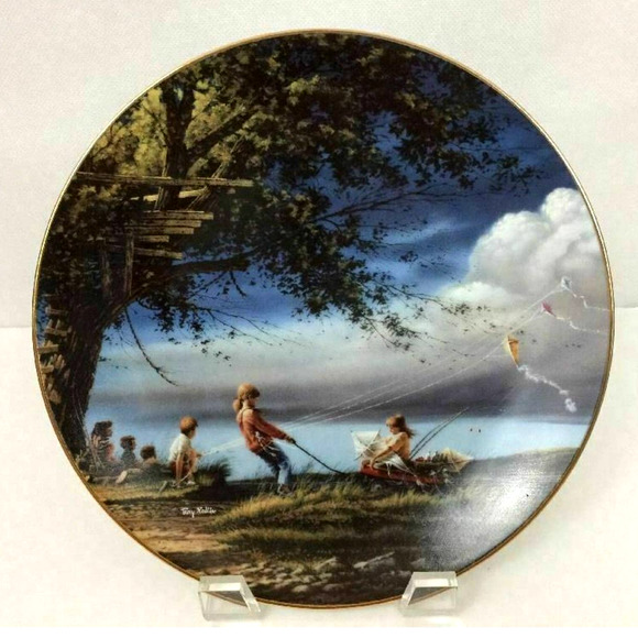 1995 Terry Redlin Collector Plate Spring Fever Children Flying Kites Heartland - Picture 5 of 5